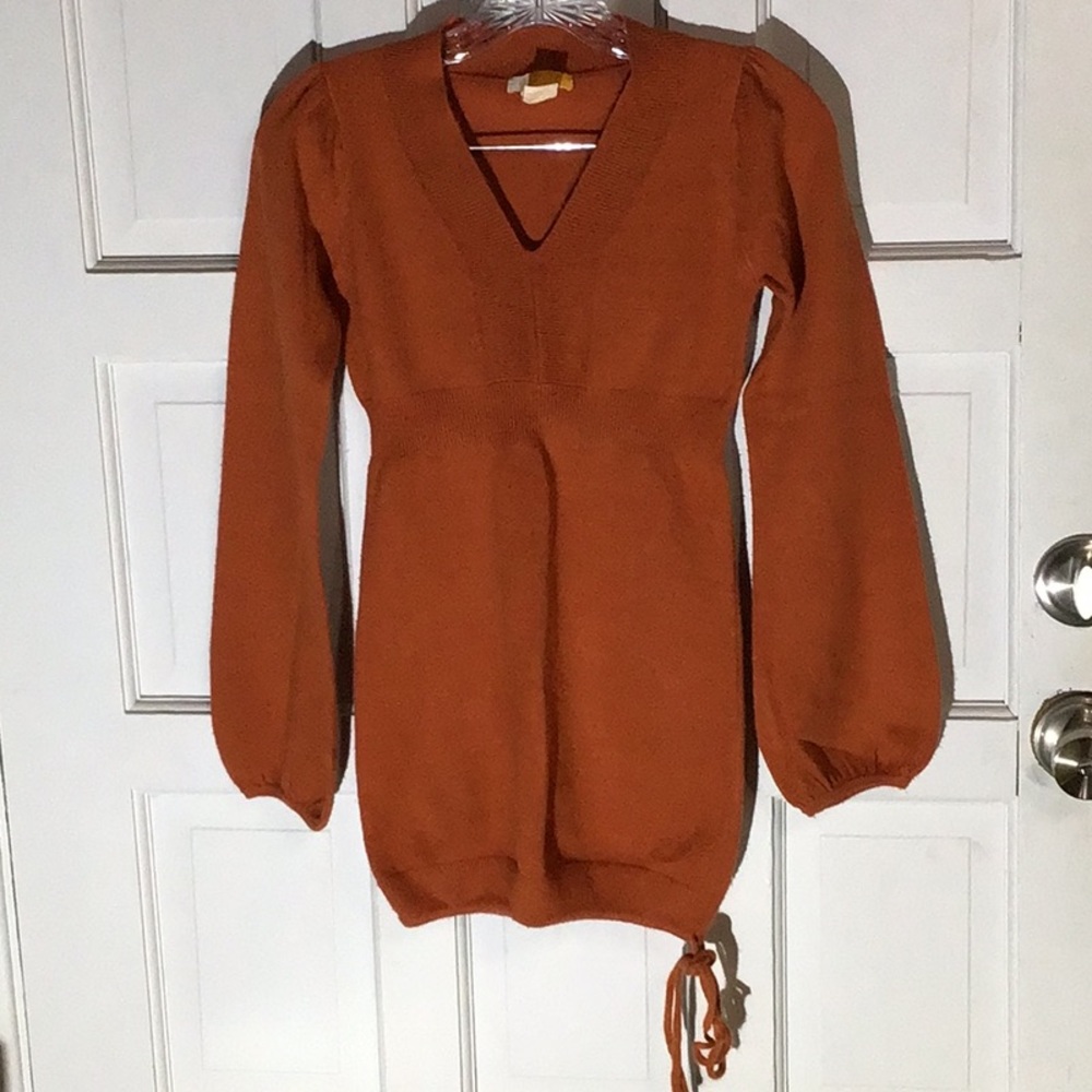 Elegant Rust Orange Long Sleeve Sweater